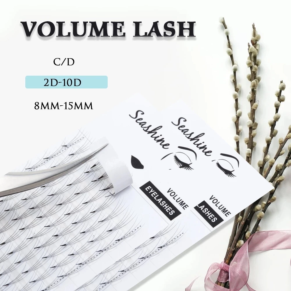 

Seashine 2D3D4D5D6D 0.05mm Russian Premade Volume Eyelashes Extension Short Stem Premade Fans C/D Curl Mink Individual Lash