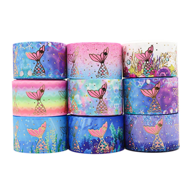 Лента Корсажная с принтом рыбий хвост 1 5 дюйма 38 мм 10 ярдов|Ленты для шитья| |