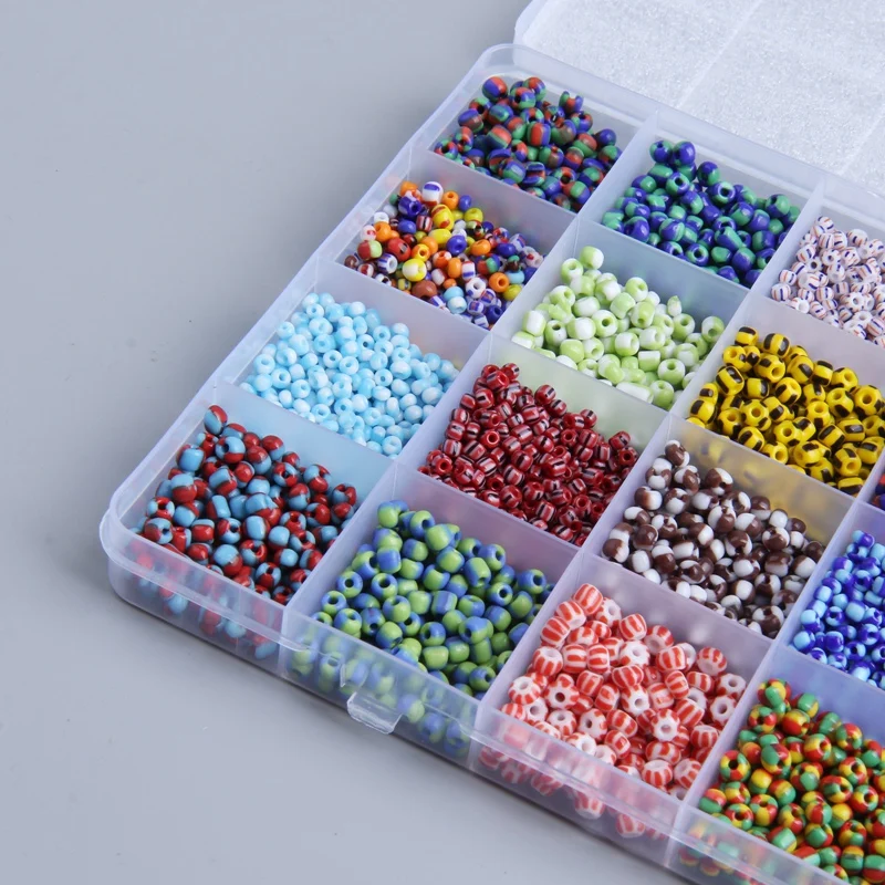 

Glass Seed Beads Small Stripes Beads Assorted Kit with Box for Jewelry, Bracelet,Crafting Making 24 Style About 9600 Pcs