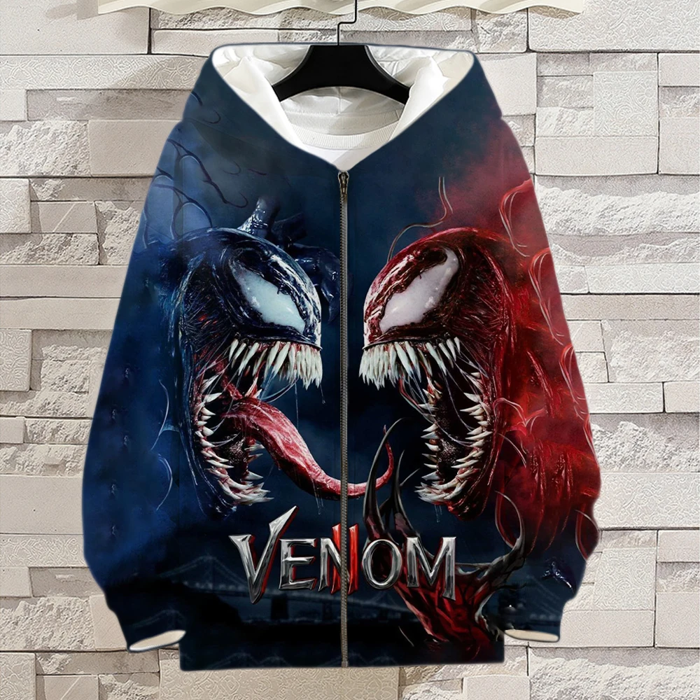 Толстовка с капюшоном Venom на молнии Мужская Весенняя Повседневная крутая Женская