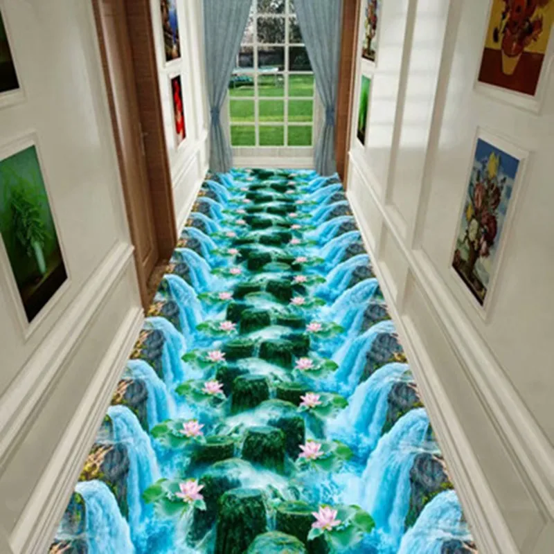 3d stereo thrill corridor aisle stair carpet Creative 3D Printed Garden Flower Hallway Carpets for Living Room Bedroom Area Rugs | Дом и сад