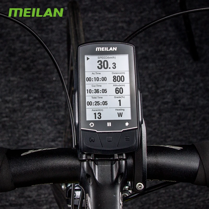 Велокомпьютер Meilan M1 GPS навигация спидометр BLE4.0 подключение к монитору частоты