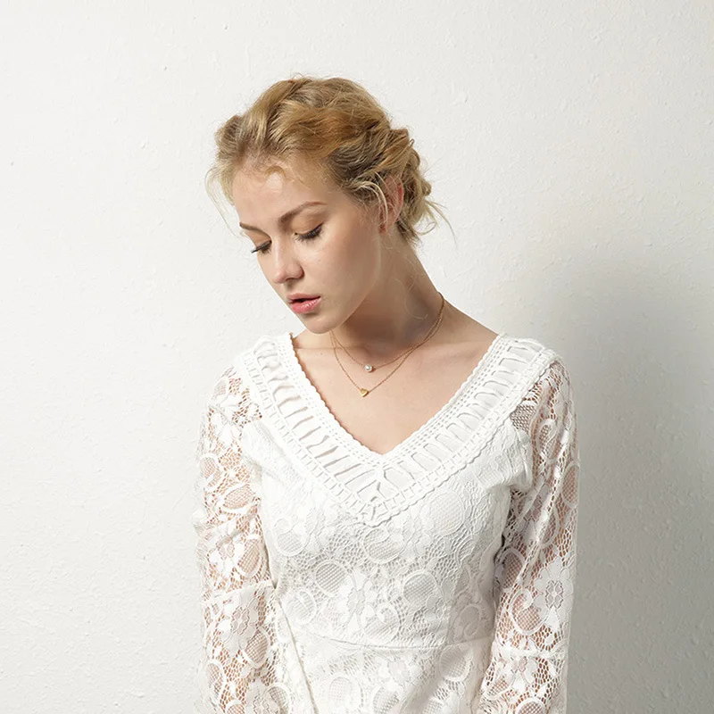 

QWC DN49 stainless steel necklace hot sell popular single man 8mm heart 6mm beads shape gold color lover gift women jewelry