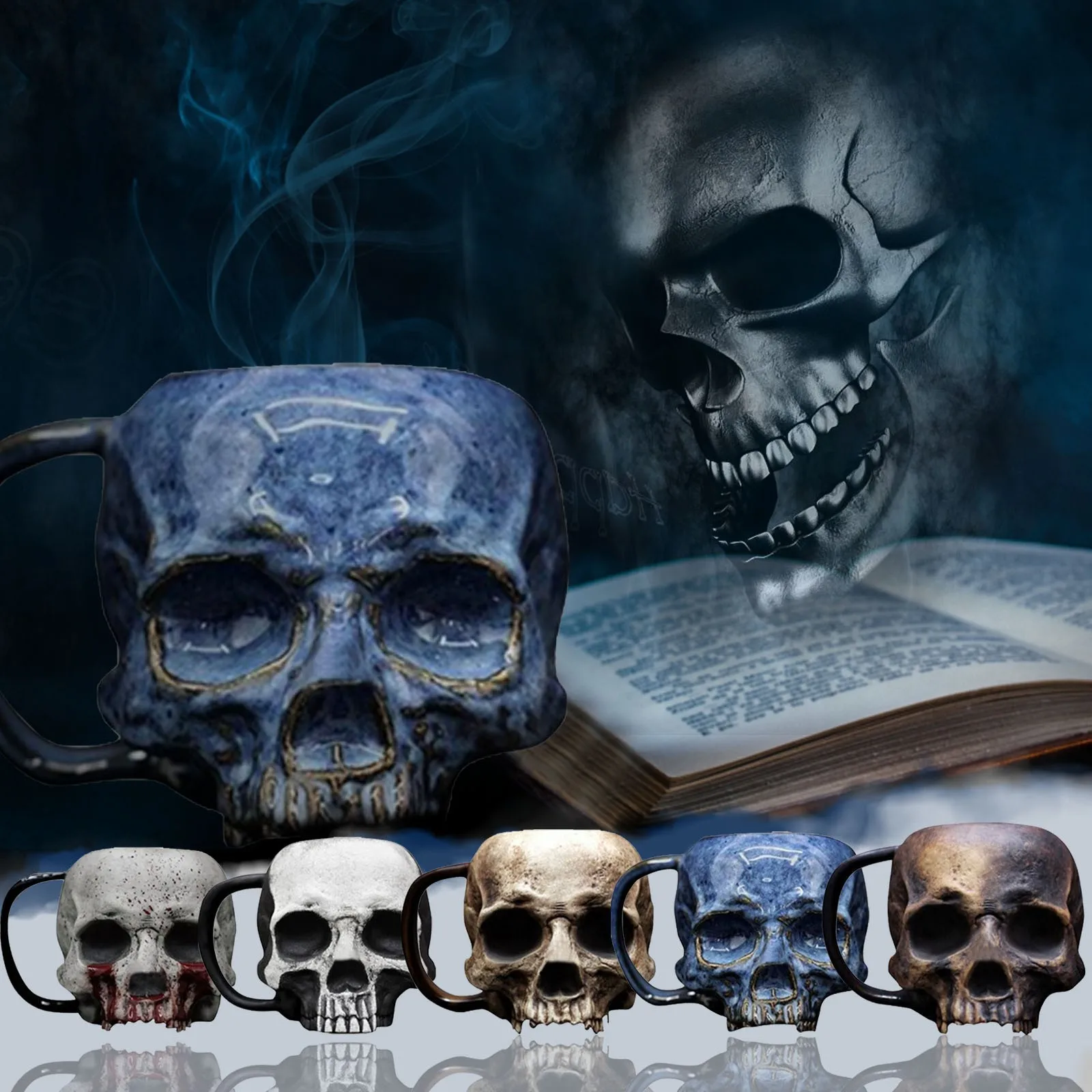 2021 New Resin Skull Cup Beer Mug Simulation Drinking Halloween Bar Drinkware Gift Coffee Gothic Home Decor | Дом и сад