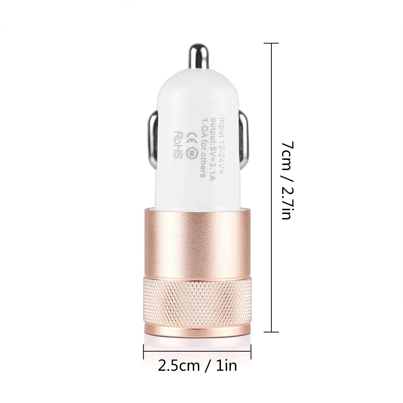 Универсальное автомобильное зарядное устройство с двумя портами USB алюминиевый