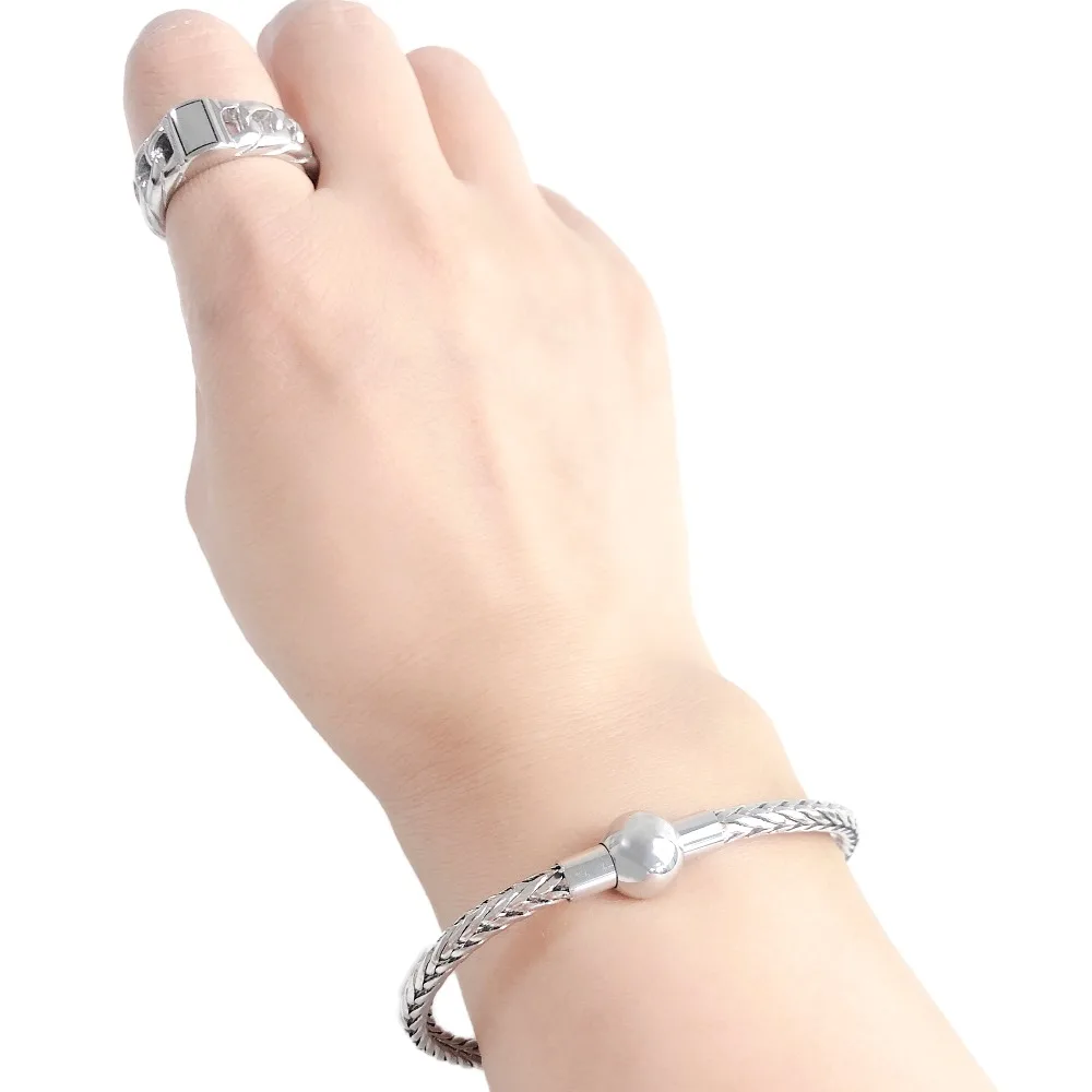 Гламурный Круглый браслет-цепочка мужской Pulseira ювелирный подарок браслет серебряный Модный панк пара Будда браслет женский