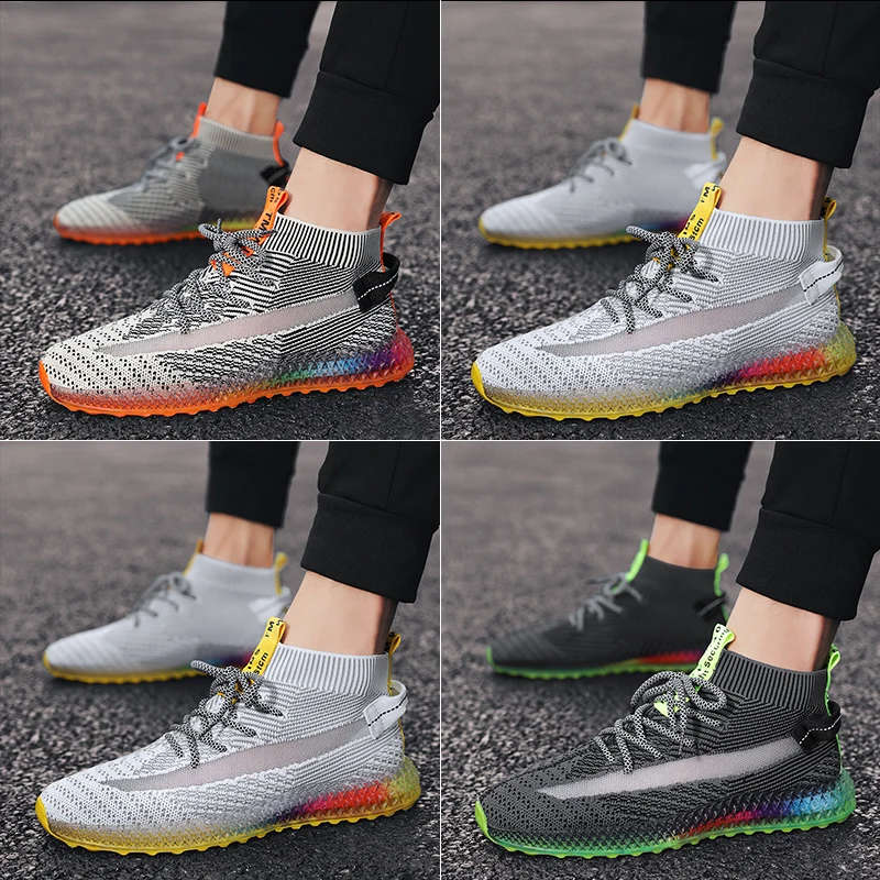 

2020 Hot Sale Athletic Shoes Male Breathable Mens Trail Running Shoes Brand Sock Shoes For Men Hard-Wearing Man Running Shoes