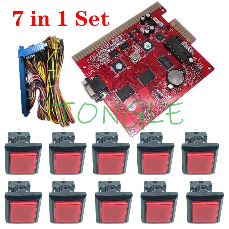 Casino Game 7 7X in 1 MultiGame Motherboard Red Slot Game Poker 36Pin Wire Cable LED Button*10 for Gambling Machine