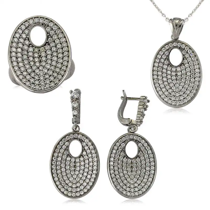 

Silverlina Серебряный Белый кубический цирконий Овальный женский набор