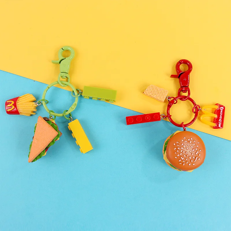 Имитация торт и крем бургер сэндвич ключ RingProtective чехол кулон ключей брелок для