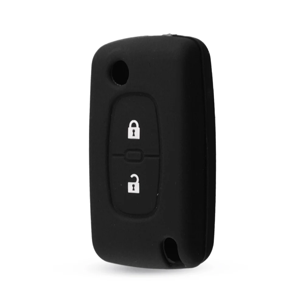 black KEYYOU 2 кнопки силиконовый пульт дистанционного ключа чехол КРЫШКА ДЛЯ peugeot 206 207 307 308 407 607 для Citroen C3 C4 C4L C5 C6 Автомобильный держатель для ключей - Количество кнопок: black
