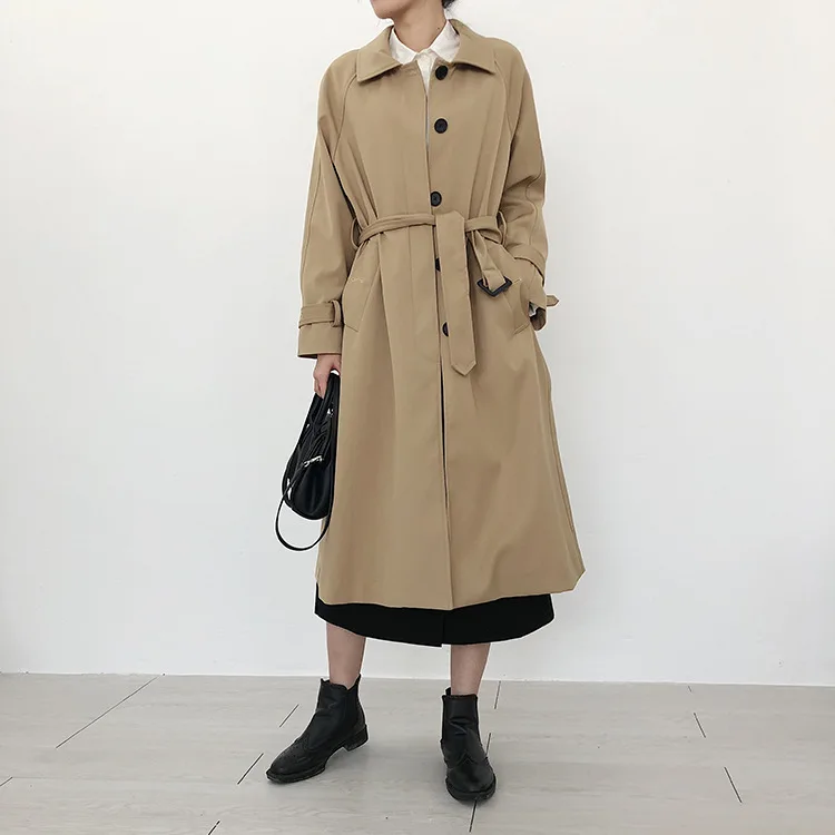 

Тренчкот женский, новый продукт, модная ветровка средней длины в подиумном стиле с поясом и лентой