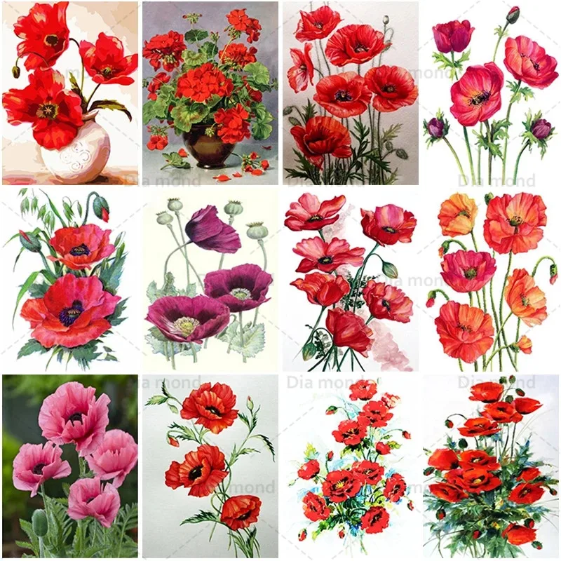 Алмазная картина с маками абстрактная мозаика Набор для вышивки крестиком Декор