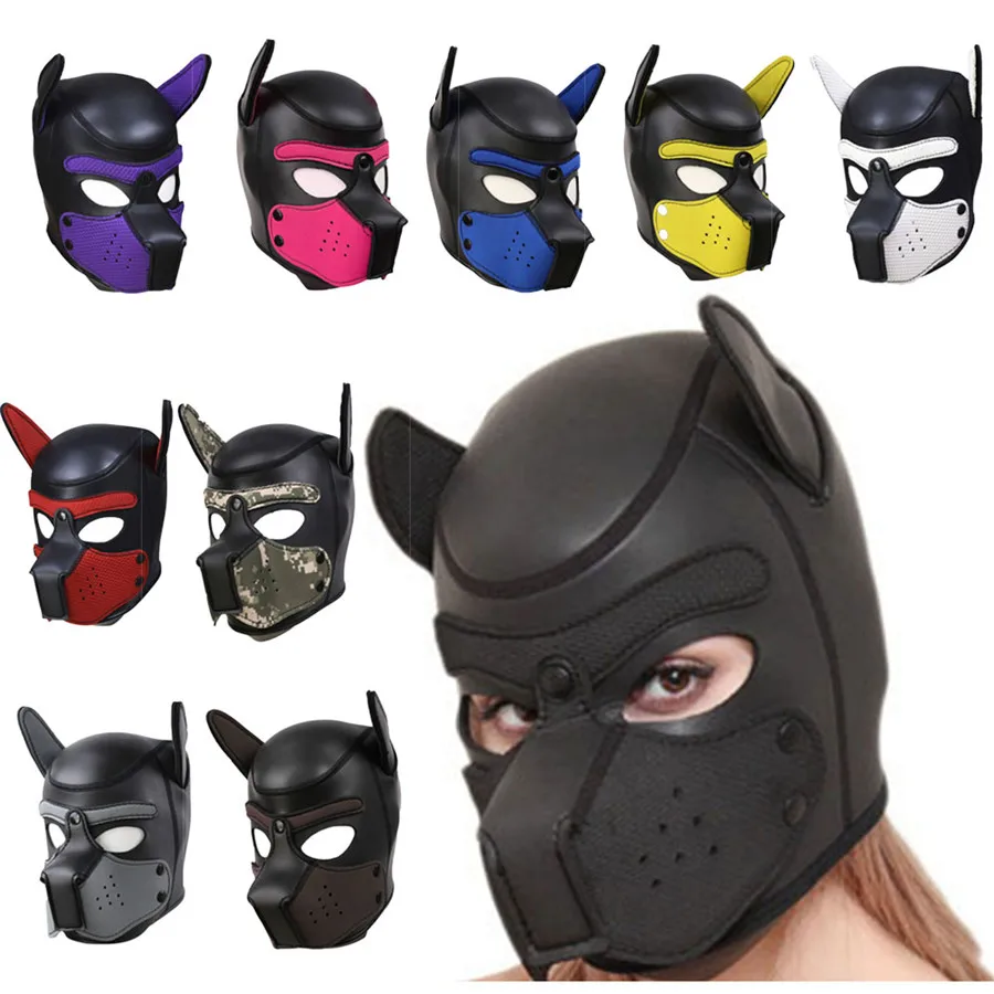 Полная маска для лица Собака Щенок БДСМ Связывание капюшон на заказ в форме