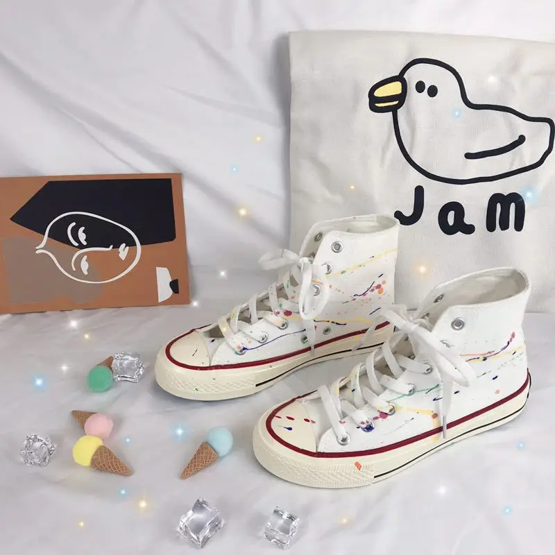 Кеды женские на шнуровке Вулканизированная подошва Классические холщовые туфли