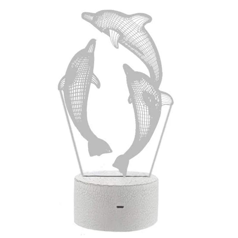 

Ночсветильник в виде дельфина, 3D иллюзионная лампа, Изменение цветов и контроль контактов, декоративная лампа, рождественские подарки для д...