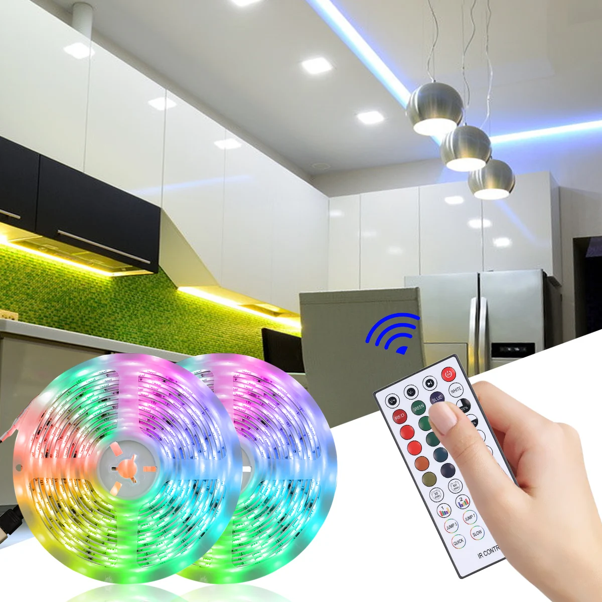 Светодиодная лента с ИК-пультом ДУ для смартфона BT-подключение 5/10 м 150/300