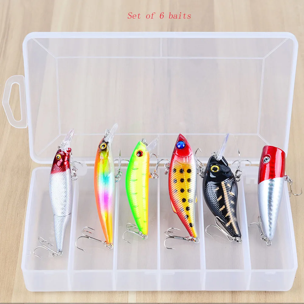 

Mixed Colors Fishing Lure Set Pieces Minnow Baits Kit Wobbler Crankbaits With Box Treble Hooks Fishing Tackle Hard Bait