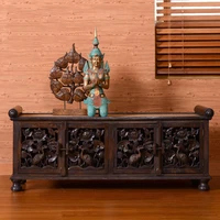 new chinese style solid wood rattan wood carving tv cabinet southeast asian style 2021 new living room storage cabinet furniture