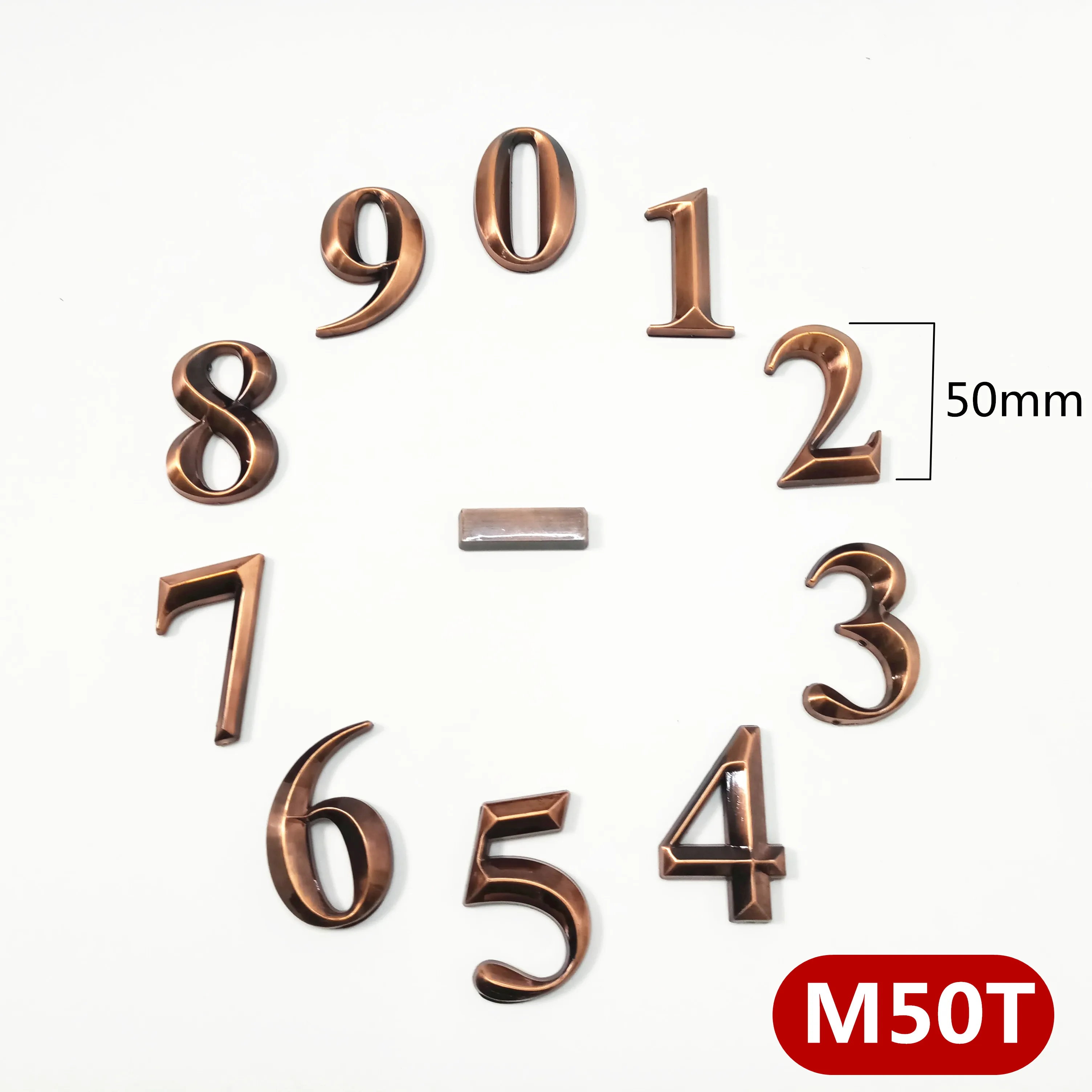 Door Plate House Number Stickers 3D Hotel Apartment Label Red Bronze Mailbox Nameplate 5cm 3pcs/Pack #300 to 499 Modern Plastic |