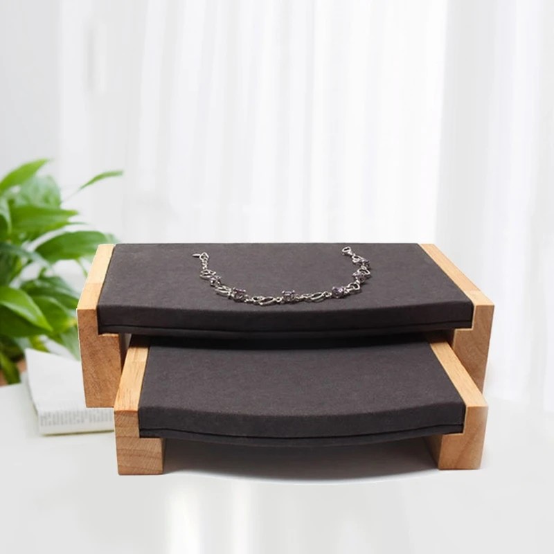 

2 Pieces /set Wooden bracelet bangle Pendant Ring display stand with microfiber A2UA