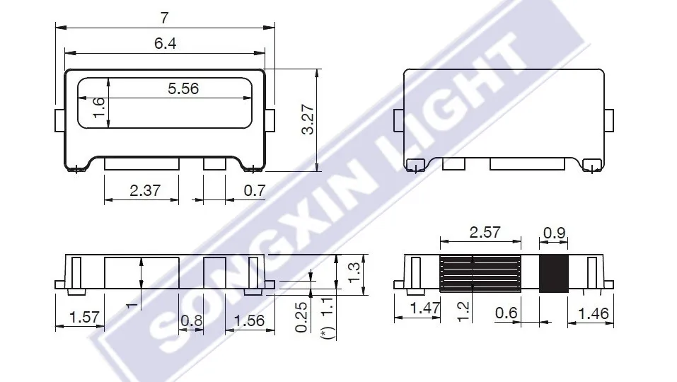 100 шт./лот Edge SMD LED 7032 6V 1W 160mA холодный белый Высокая мощность для подсветки