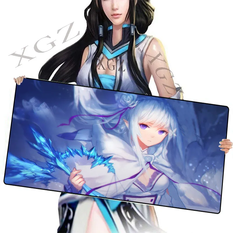 

XGZ Diy Sexy Anime Angel Girl Black Locking Edge Mouse Pad Game Rubber Laptop Home Office Desktop Csgo