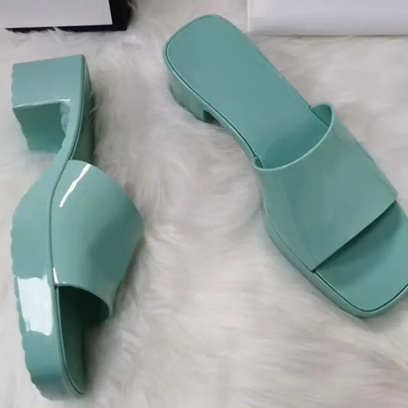 

PVC Slippers Open Toe Shoes Woman Heels Beach Shoes Summer flipflops Jelly Shoes Women Sapatos Feminina