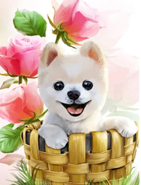 Diamond Painting Rose Square/Round 5D Diamond embroidery Dog Cross stitch Diamond Wall Painting Holiday gift