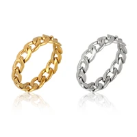 chain ring stainless steel rings for men womens rings geometry ring finger gold silver color ring set women jewelry gift