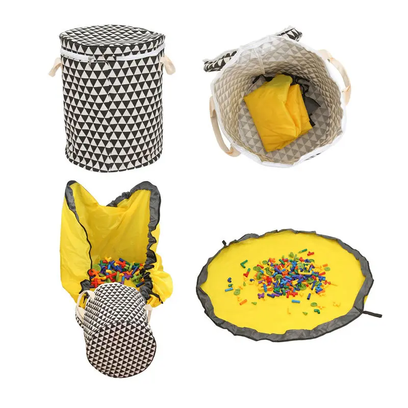 

Large Play Mat and Toy Storage Organizer Baskets with zipper, Toy Quick Storage Bag Collapsible Canvas Basket/Bin for Kids Room