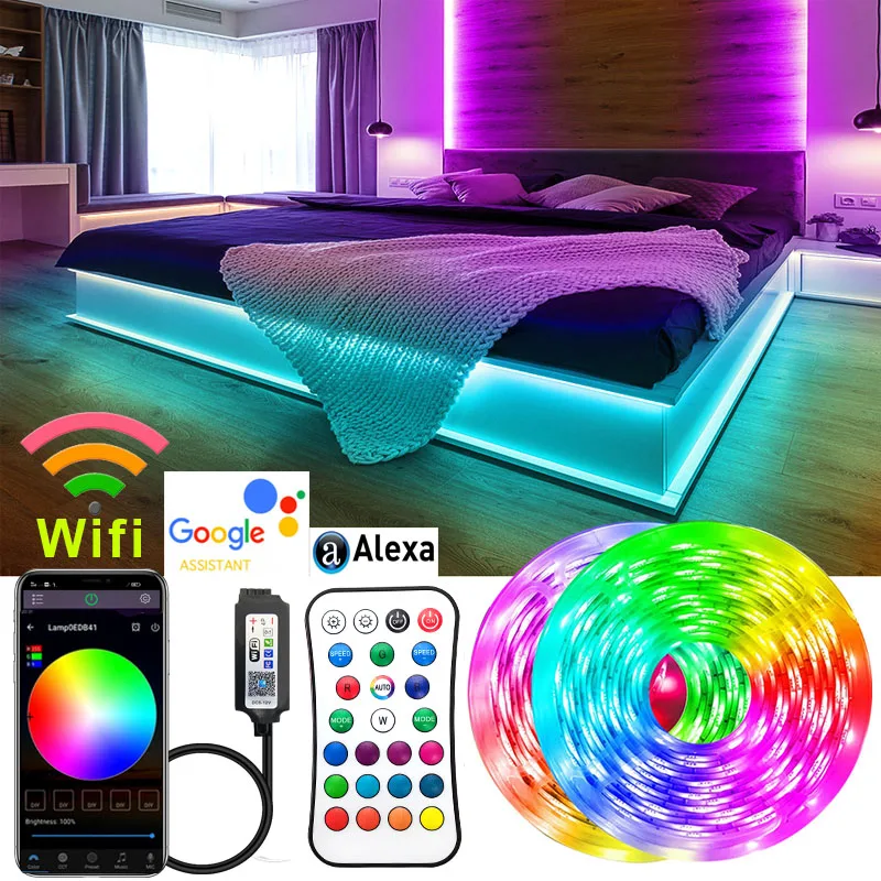 

RGB led strip light 5050/2835 Bluetooth Music Sync Flexible Tape Led Ribbon 5M 10M 20M 30M Lamp Night Light for Room Kitchen