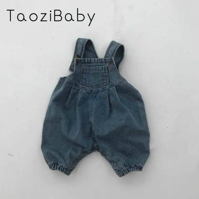 Детский джинсовый комбинезон свободный Мягкий с открытой промежностью на