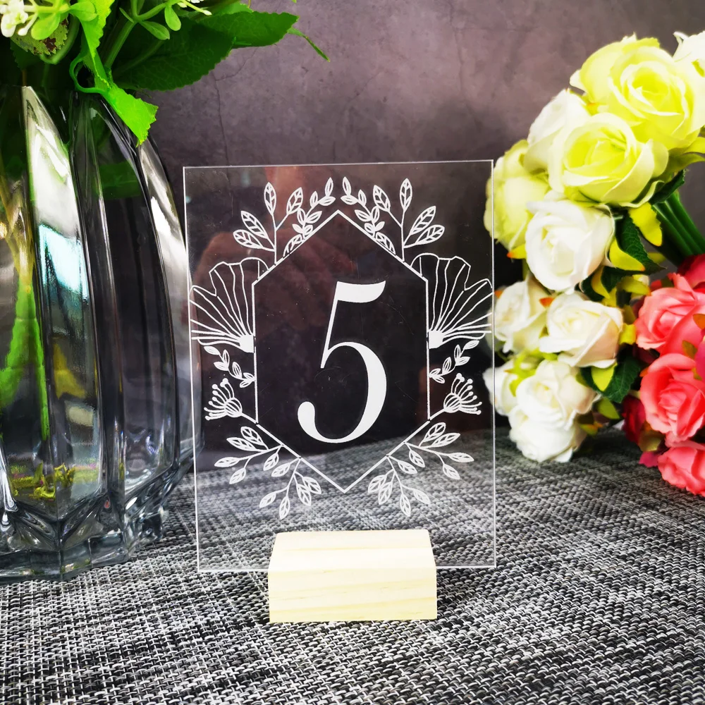 Акриловый венок настольные номера с деревянным держателем набор свадебных