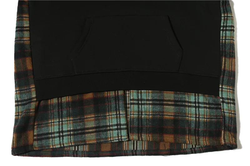 

Color Block Plaid Patchwork Hip Hop Hoodie Men Women Streetwear 2020 Spring High Street Oversized Hooded Sweatshirt Men Pullover
