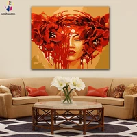 diy colorings pictures by numbers with colors red flower girl avatar picture drawing painting by numbers framed home