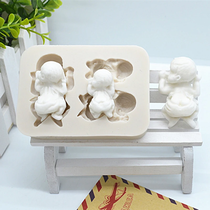 

1 шт. 3D Спящий ребенок силиконовые смолы формы Fondant (сахарная) пресс-формы для выпечки Инструменты