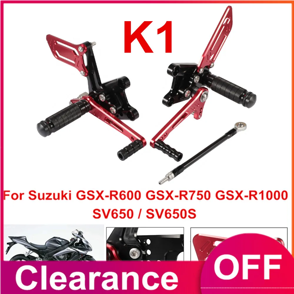 

K1 Motorcycle Footrest Set Adjustment CNC Aluminum Rearset Rear Set Foot Pegs Pedal For Suzuki GSX-R GSXR GSX R 600 750 1000 SV