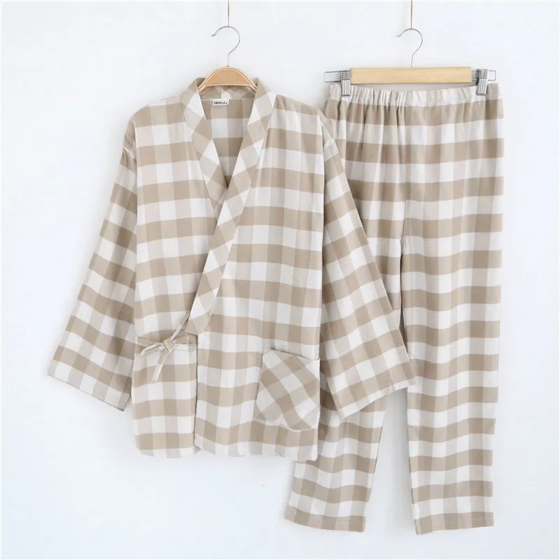 

Kimono Men Traditional Japanese Pajamas Set Cotton Robe Trousers Kimonos Haori Yukata Nightgown Japan Style Soft Gown Sleepwear
