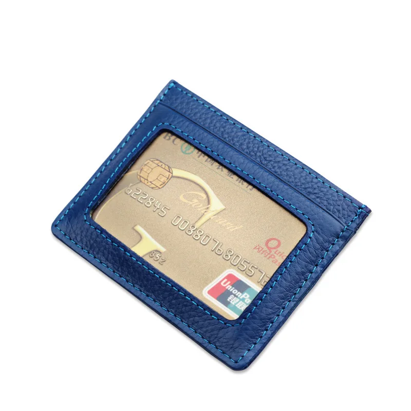 2021 Mens Genuine Leather Wallet Women Custom Credit Rfid Card Holder Ultra-thin Multi-color Card Holder Bag In Stock