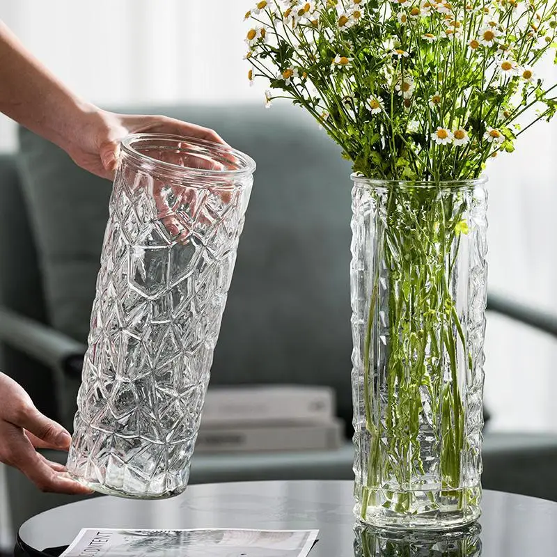 

Nordic Creative Extra Large Glass Vase Simple Water Nourishment Bamboo Rose Lily Home Living Room Flower Arrangement Decoration