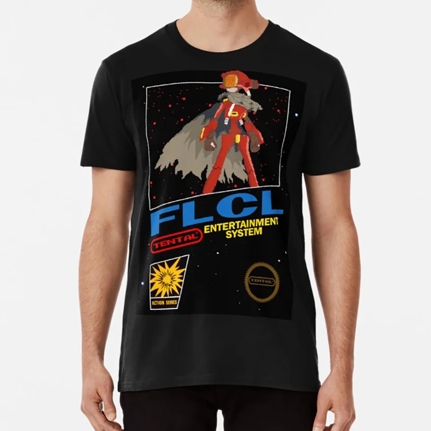 Ретро Canti FLCL черная коробка макет футболка flcl fooly cooly canti 8 бит 16 игры | Мужская