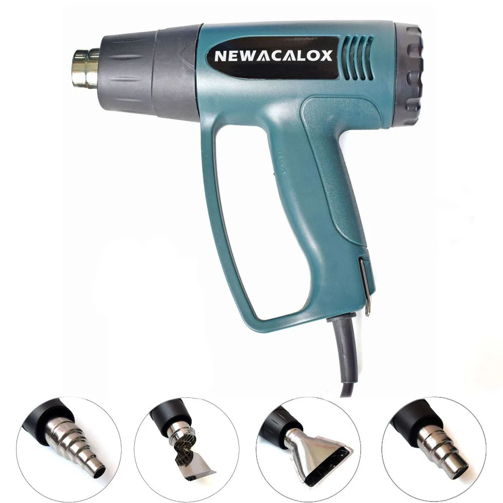 Green Heat Gun NEWACALOX ЖК-дисплей ЕС 220 в 2000 Вт Тепловая пушка с регулируемой температурой промышленная фена термоусадочная упаковка термонагреватель - Цвет: Green Heat Gun