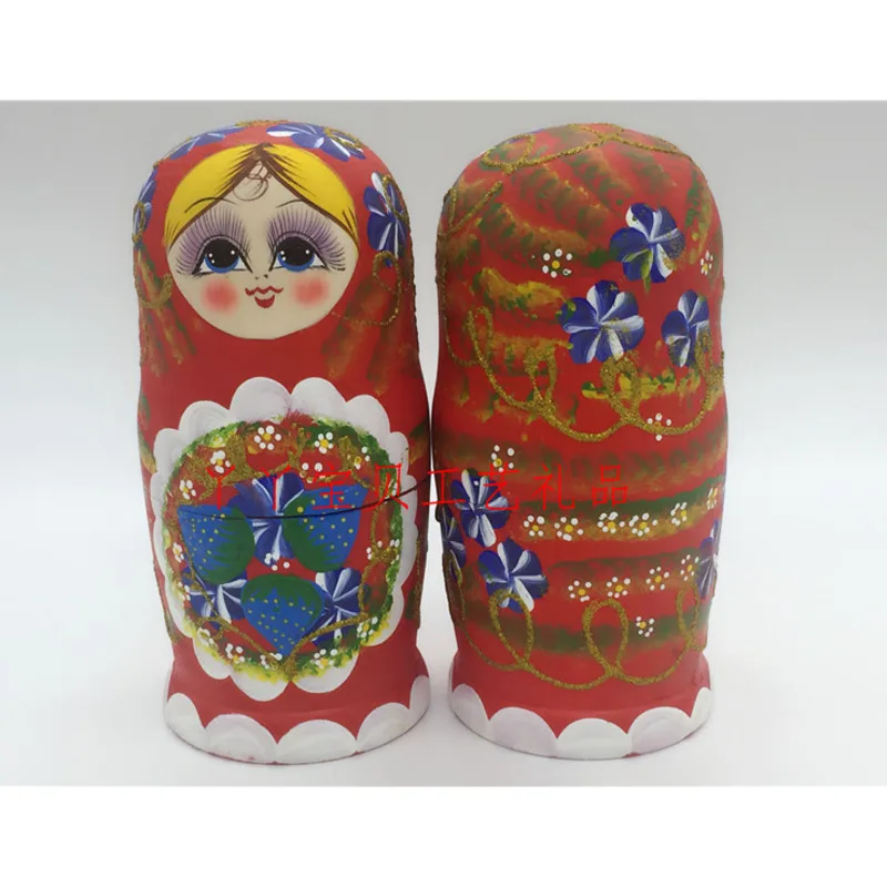 

7 Layers Nesting Dolls Wood Strawberry Painted Russian Doll Matryoshka Toy Home Decor Kid Gift