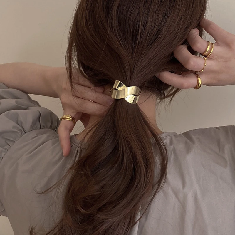 

Metal Tie Hair Rubber Band Female Head Tie Ponytail Simple Temperament Hair Ring Hair Accessories Headdress