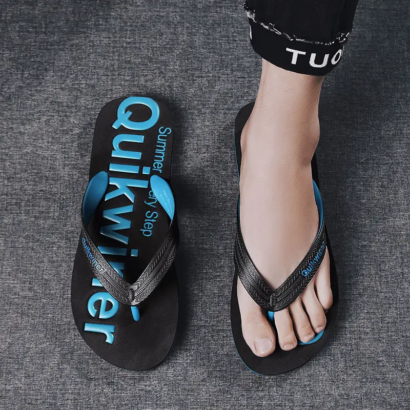 

Summer Flip Flops Men's Sandals New Korean Fashion Letter Beach Shoes Non-slip Casual Luxury Men Home Outside Slippers 2021