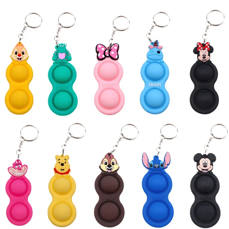 

Игрушки-антистресс Pop It, кольцо для ключей Диснея, подвеска, сжимаемая, сенсорная, антистрессовая, кавайная игрушка-пузырь