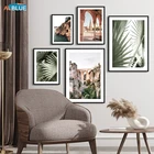 Настенная картина Севилья, квадратный плакат на холсте с изображением зеленой пальмы и растений, в скандинавском стиле, современное домашнее украшение для гостиной