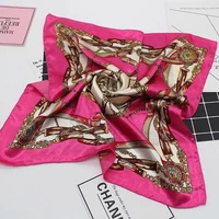 5050cm high quality silk scarf women small soft squares decorative head scarf multicolor stripe print kerchief neck wrap