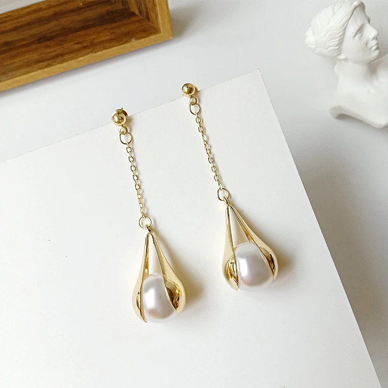 

Bacolod Pearls Long Tassel Women's Drop Earrings 2020 New Arrival Elegant Office School Party Jewelry Gold Color Dangle Earring
